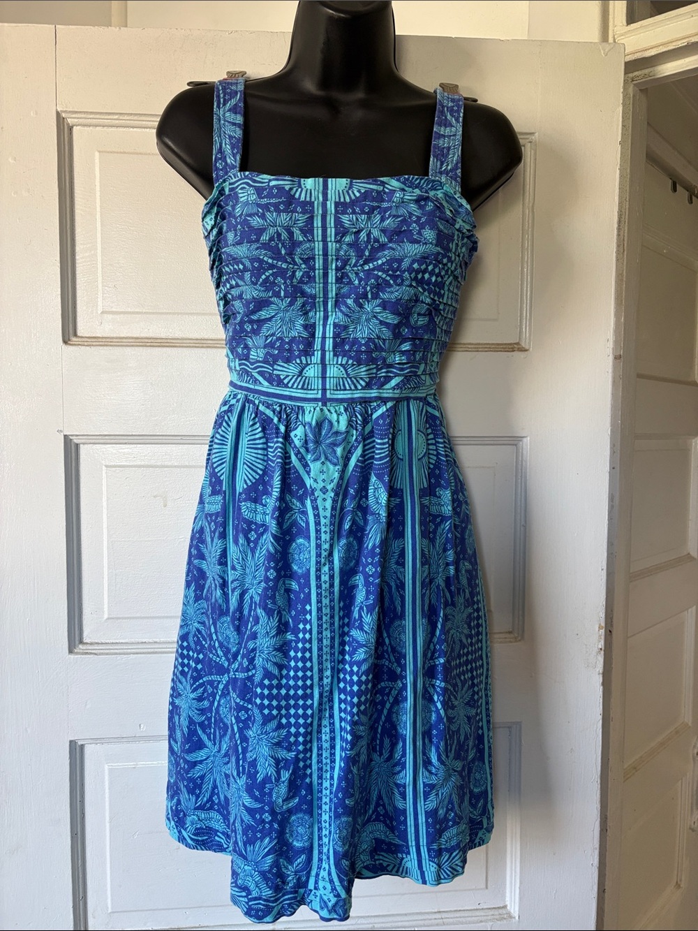 Rachel Zoe Linen Blue Floral Print Sundress